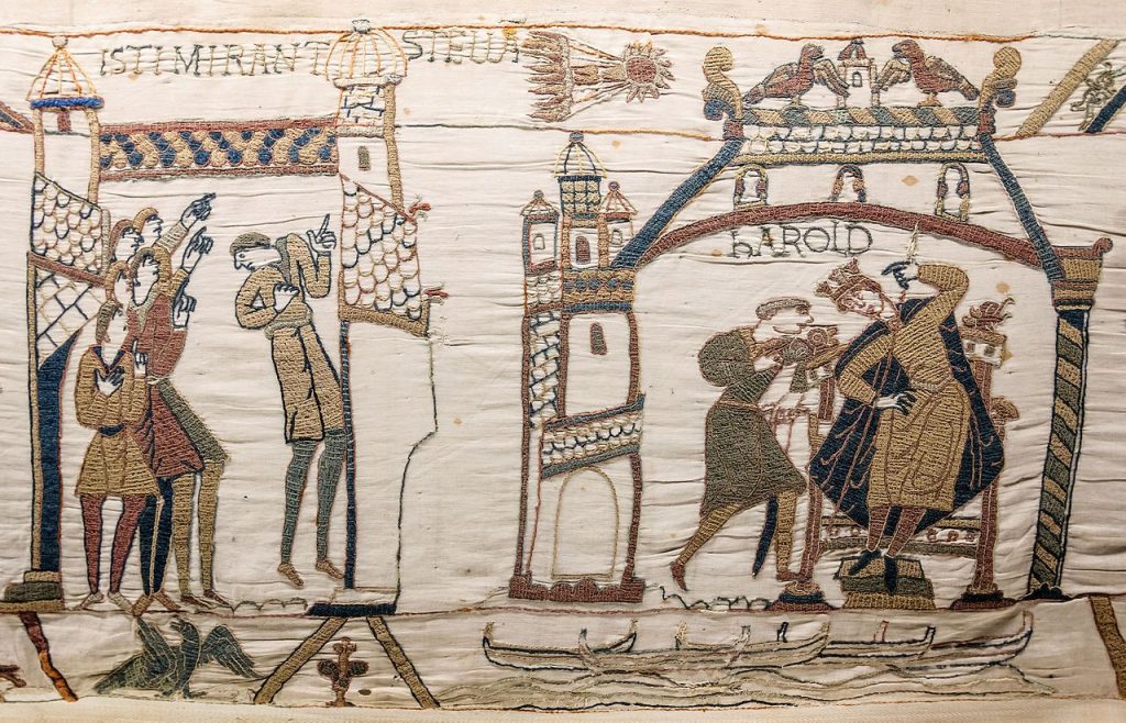 Part of the Bayeux Tapestry – the linen cloth is nearly 70 metres (230 feet) long and is embroidered with coloured wool